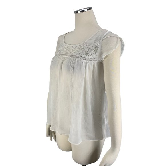 Jessica Simpson Small Blouse Semi Sheer White Feminine Romantic - Picture 3 of 7